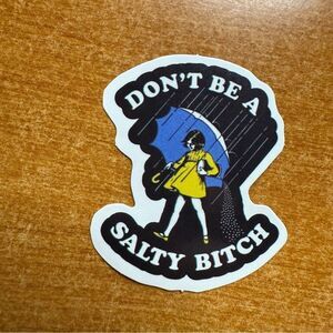 Quirky Umbrella Girl Sticker - Black, Blue, Yellow
